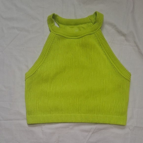 Aerie Wome's Green Ribbed Crop Tank Top SizeM - Picture 1 of 9